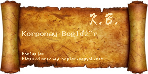 Korponay Boglár névjegykártya